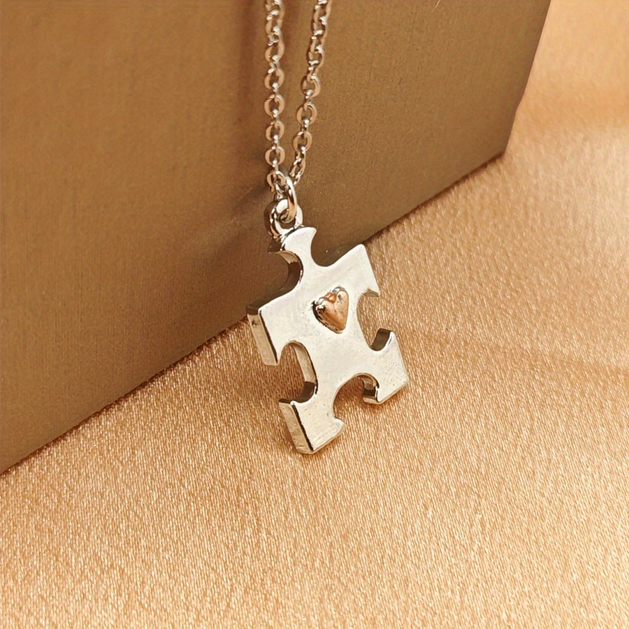 Creative Autism Puzzle Heart Shape Pendant Necklace — Meaningful Gift